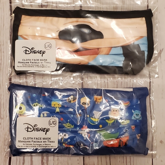 💙Disney Polyester Cloth Face Masks 2pcs Size L - Picture 2 of 3